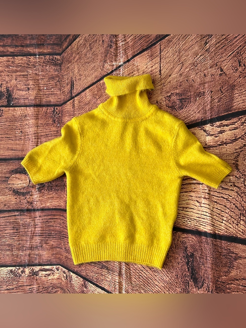 Divided Mustard Yellow Short Sleeve Turtleneck Knit Top Size XS